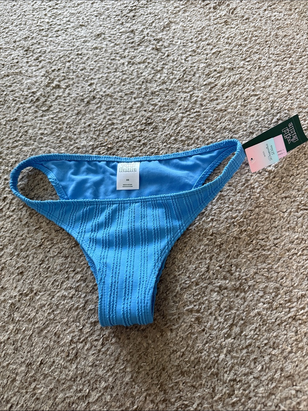 Blue Ribbed Bikini Bottom - Size XS